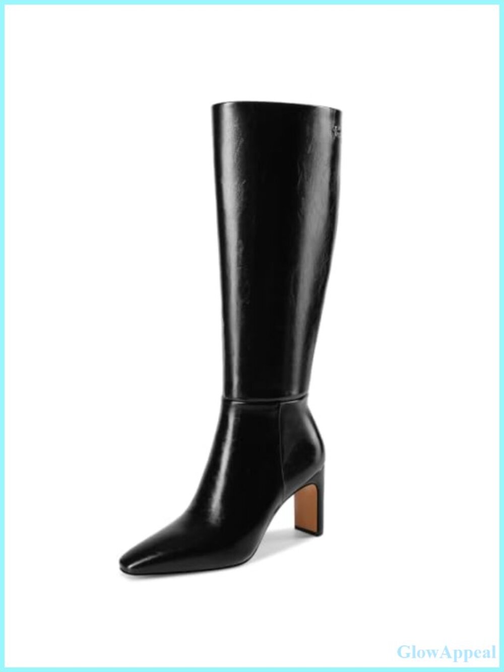 Women's Knee High Boots Pointed Toe Faux Leather Block Heel Zip